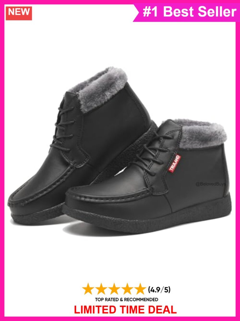 Suede Leather Fur Lined Water Resistant Ankle Boots